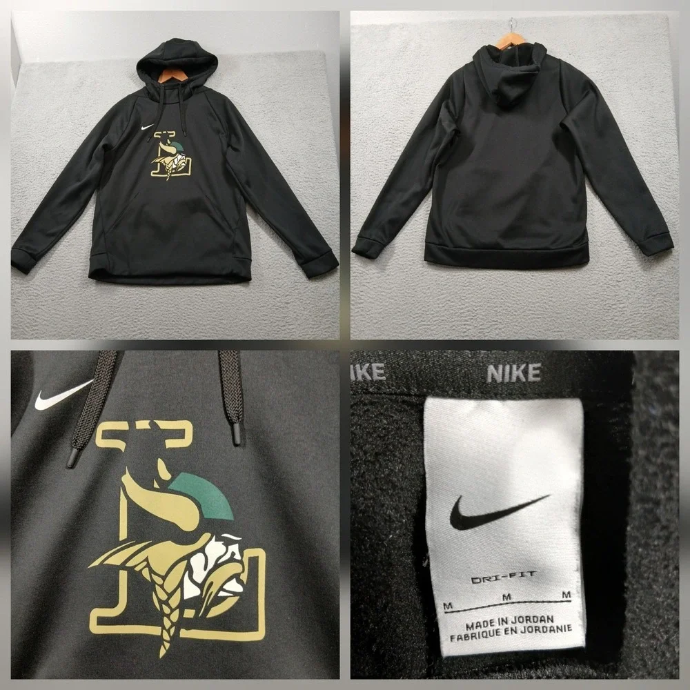 Nike Dri-FIT Hoodie Mens M Black Pullover Hooded Team‎ Logo